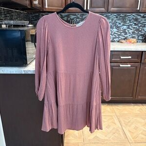 Abercrombie Mauve Long Sleeve Tiered Mini Dress
